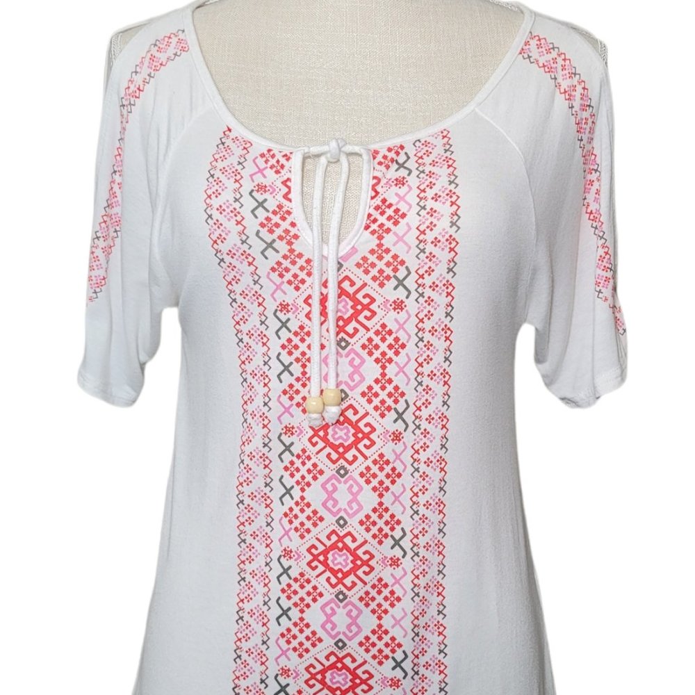 Women's White & Red Top Lascana Size small